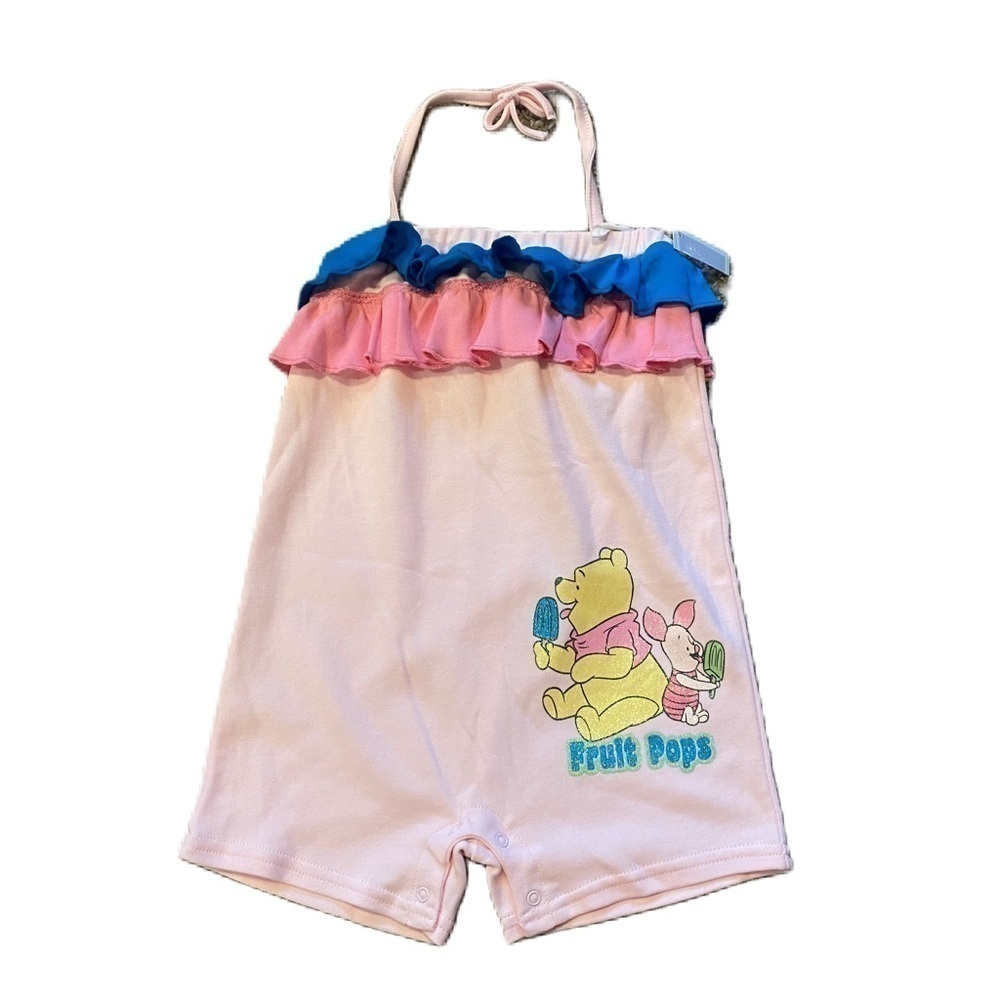 Vintage Disney Winnie the Pooh Romper One Piece NEW 24 Months Pink Blue Ruffle